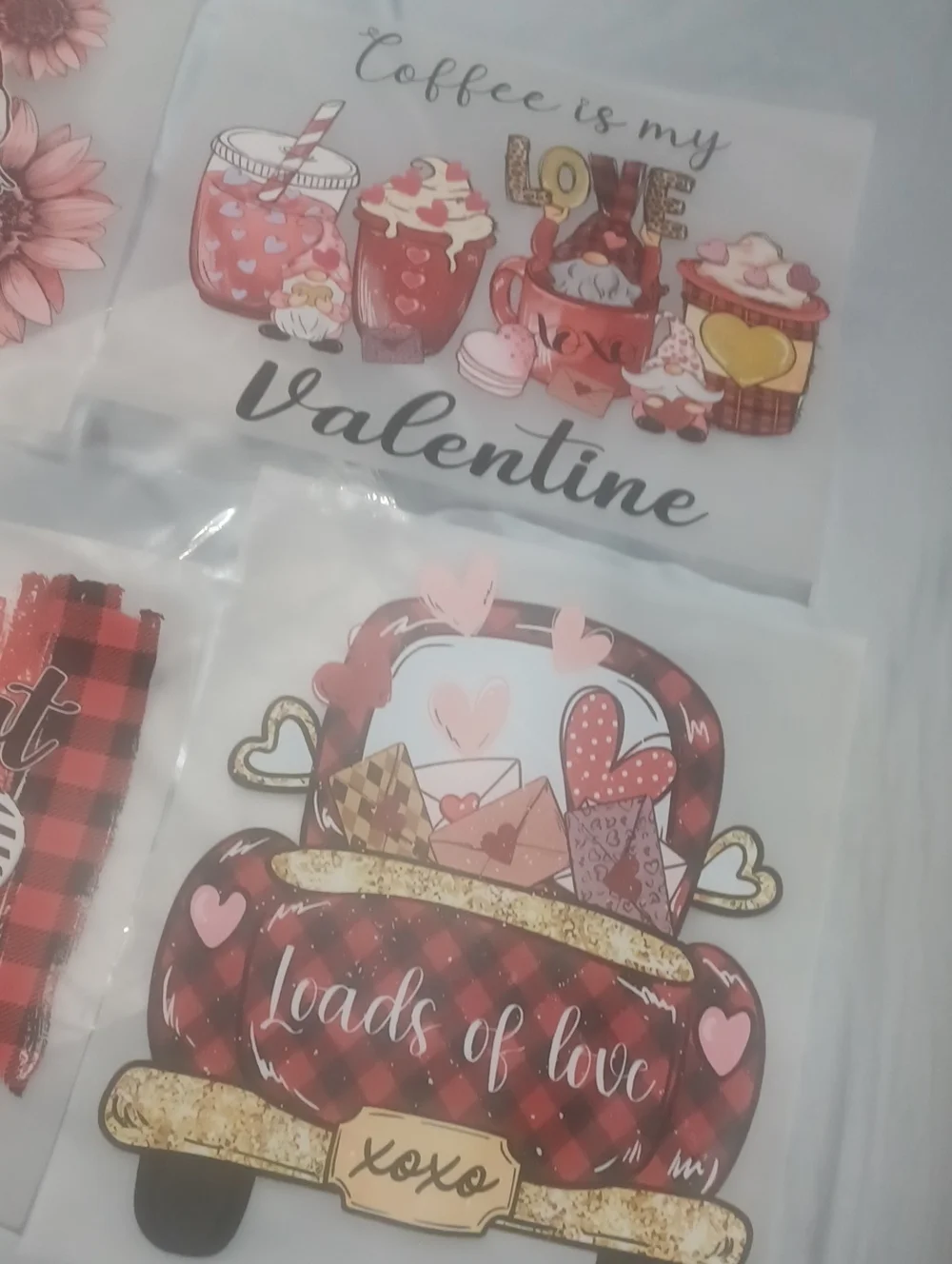 Valentine's Red & Pink Gnome and Love, 4 Graphics DTF Tranfers
